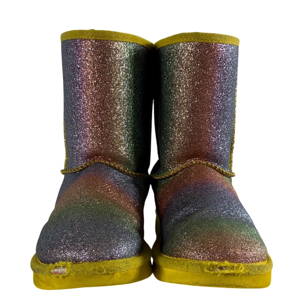 UGG Classic Short Rainbow Glitter Boots Kids Size 1 Yellow 1130784K